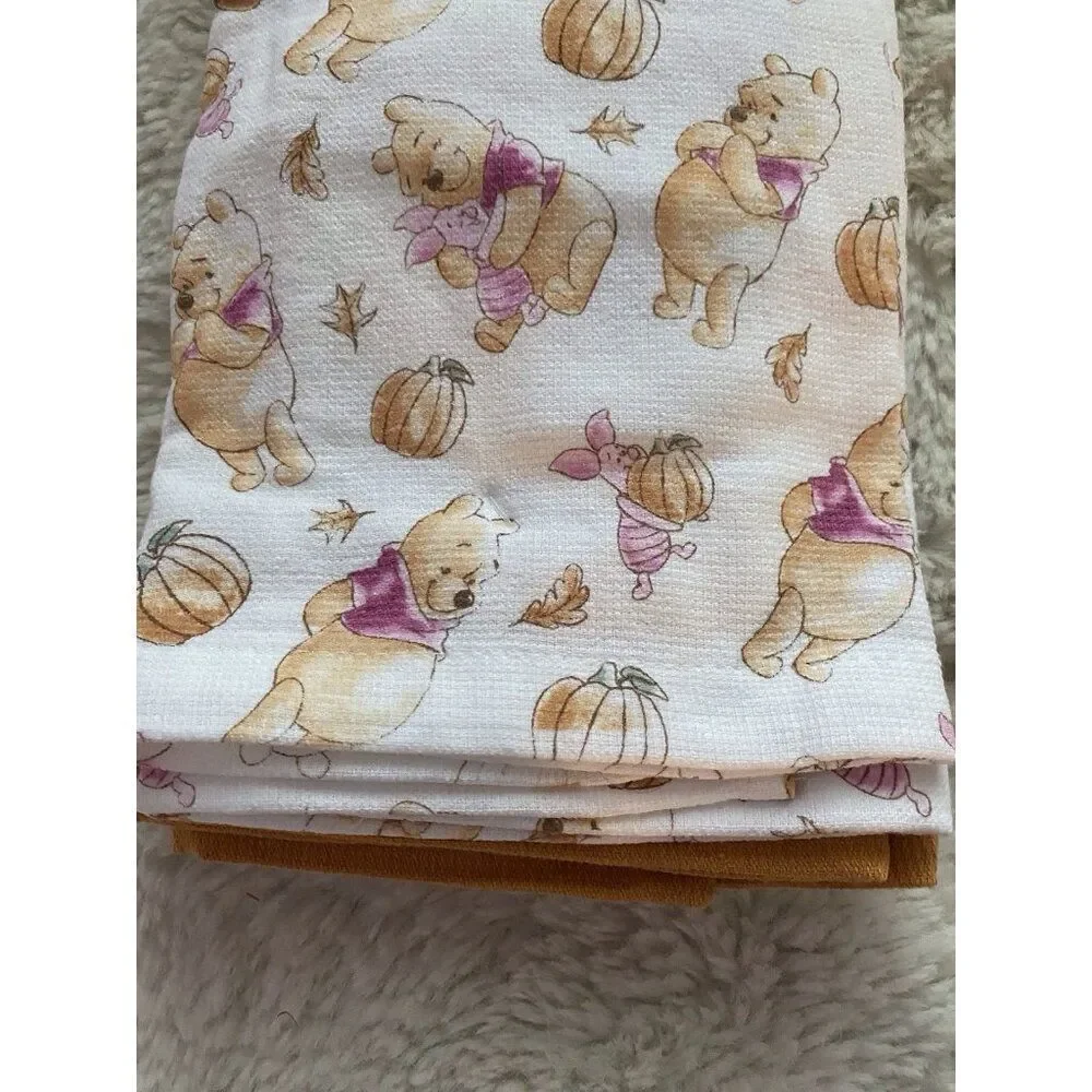 3 Pack Disney Winnie The Pooh Piglet Autumn Fall‎ Leaves Kitchen Towels 16 X 26”